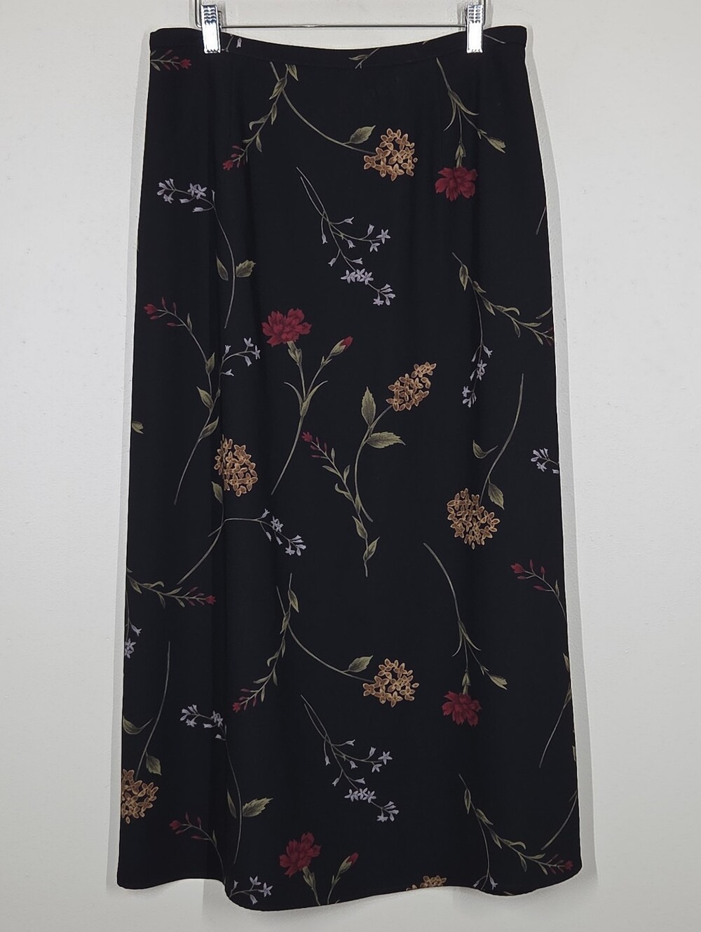 Vtg Y2K Dark Floral Maxi Skirt Back Slit 14 Fairy Grunge Whimsigoth Indie Boho